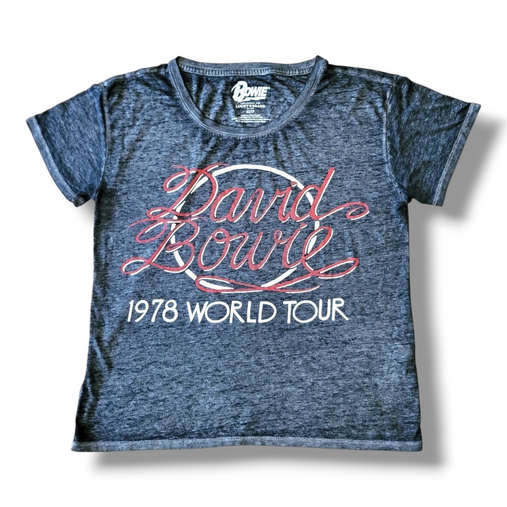 Lucky Brand David Bowie 1978 World Tour Boxy Burnout Graphic Tee XS 2018 License